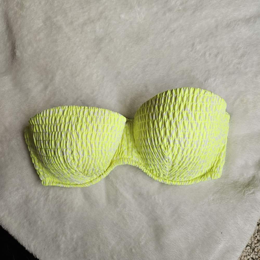Neon Yellow Strapless Bikini Top